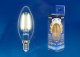 Лампа светодиодная филаментная Uniel E14 5W 3000K прозрачная LED-C35-5W/WW/E14/CL/MB GLM10TR. 