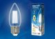 Лампа светодиодная филаментная Uniel диммируемая (UL-00003642) E27 5W 4000K прозрачная LED-C35-5W/NW/E27/CL/DIM GLA01TR. 