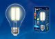 Лампа светодиодная филаментная (UL-00004870) Uniel E27 17W 3000K прозрачная LED-A70-17W/3000K/E27/CL PLS02WH. 