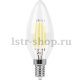 Лампа светодиодная филаментная Feron E14 5W 2700K Свеча Прозрачная LB-58 25572. 