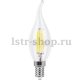 Лампа светодиодная филаментная Feron E14 5W 4000K Свеча на ветру Прозрачная LB-59 25576. 