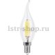 Лампа светодиодная филаментная Feron E14 7W 4000K Свеча на ветру Прозрачная LB-67 25781. 